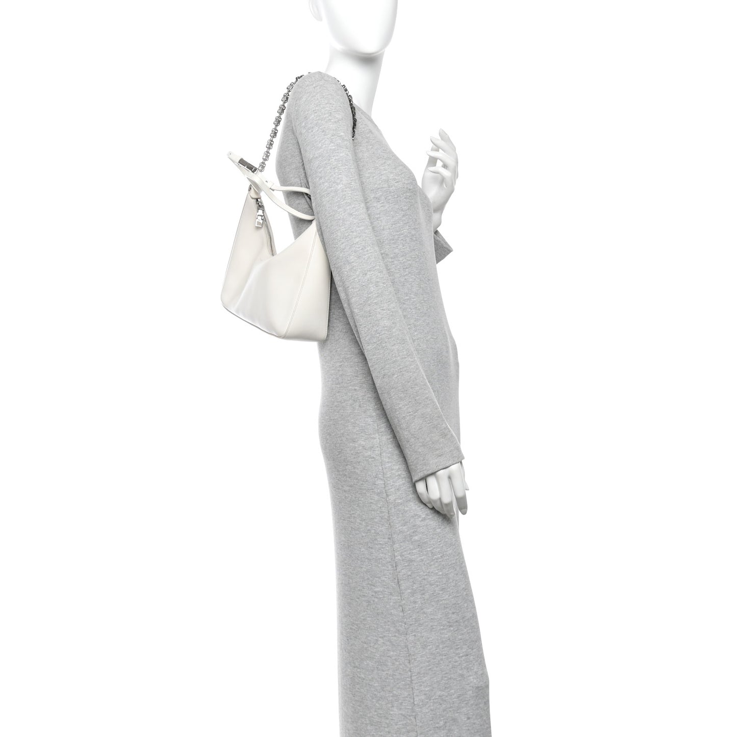 Smooth Calfskin Small Moon Cut Out Shoulder Bag Ivory