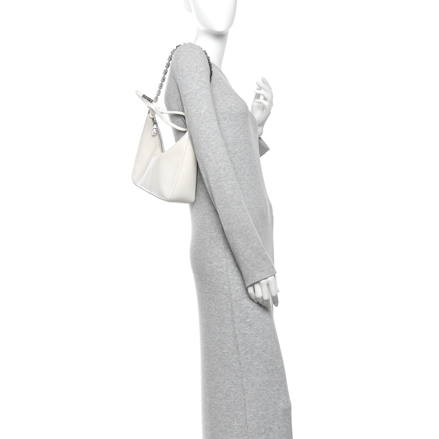 Givenchy Smooth Calfskin Small Moon Cut Out Shoulder Bag Ivory 2 of 10