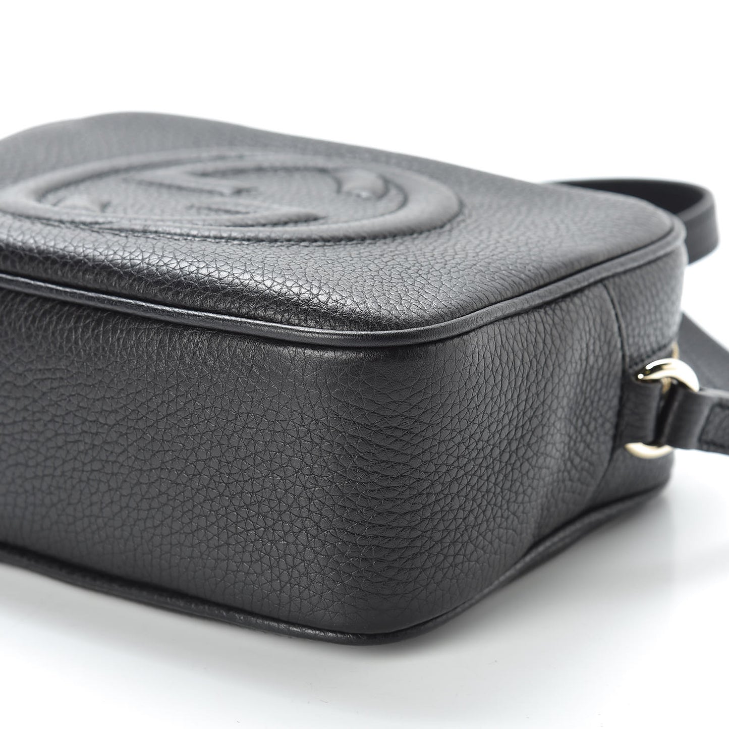 Pebbled Calfskin Small Soho Disco Bag Black