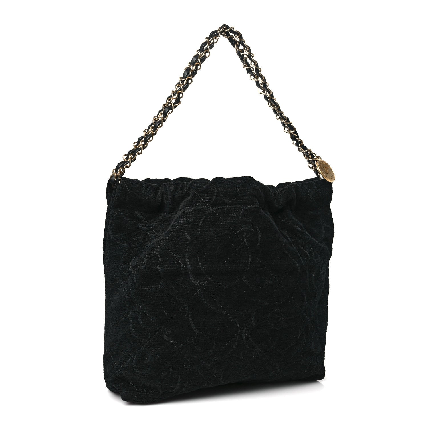 Chanel Velvet Camellia Small Chanel 22 Black 4 of 10
