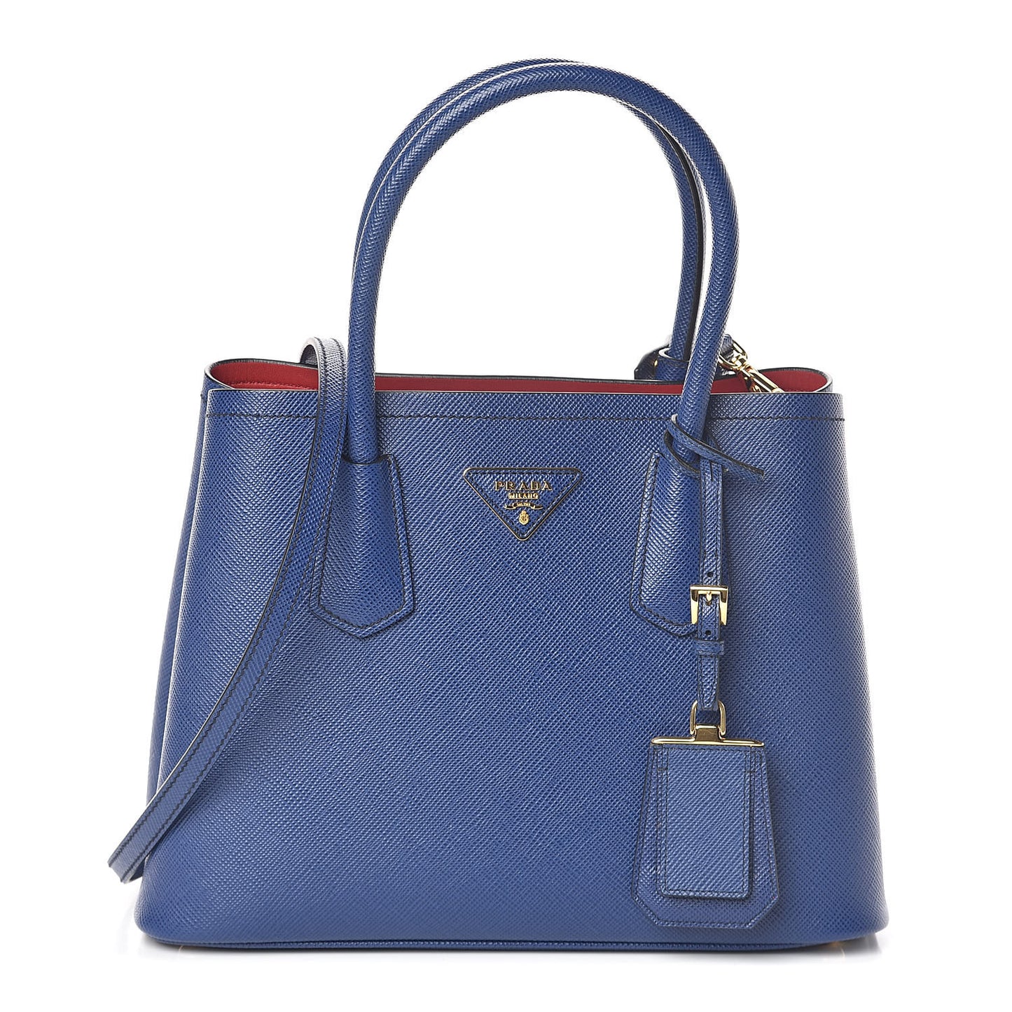 Saffiano Cuir Small Double Bag Inchiostro Fuoco