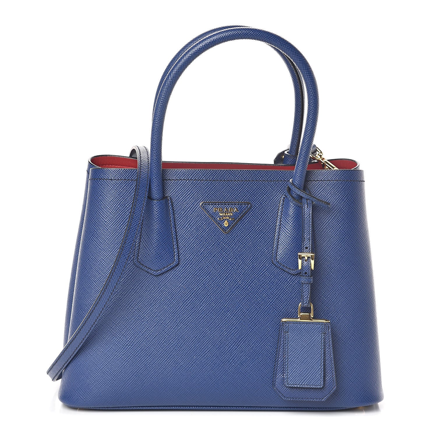 Prada Saffiano Cuir Small Double Bag Inchiostro Fuoco 1 of 9