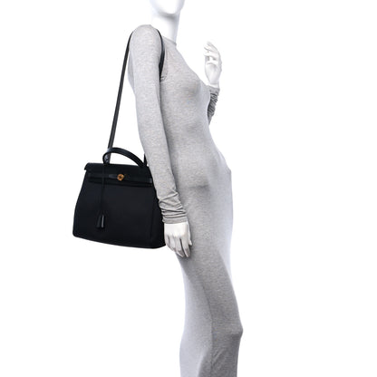 Hermes Military Toile Vache Hunter Herbag Zip PM 31 Black 2 of 12