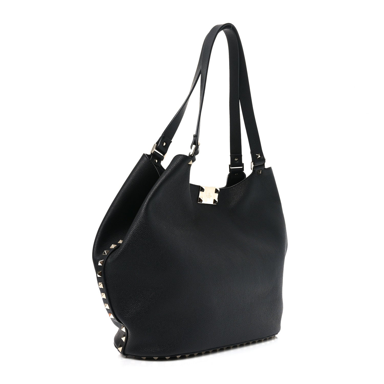 Valentino Garavani Grained Calfskin Small Rockstud Tote Black 3 of 10