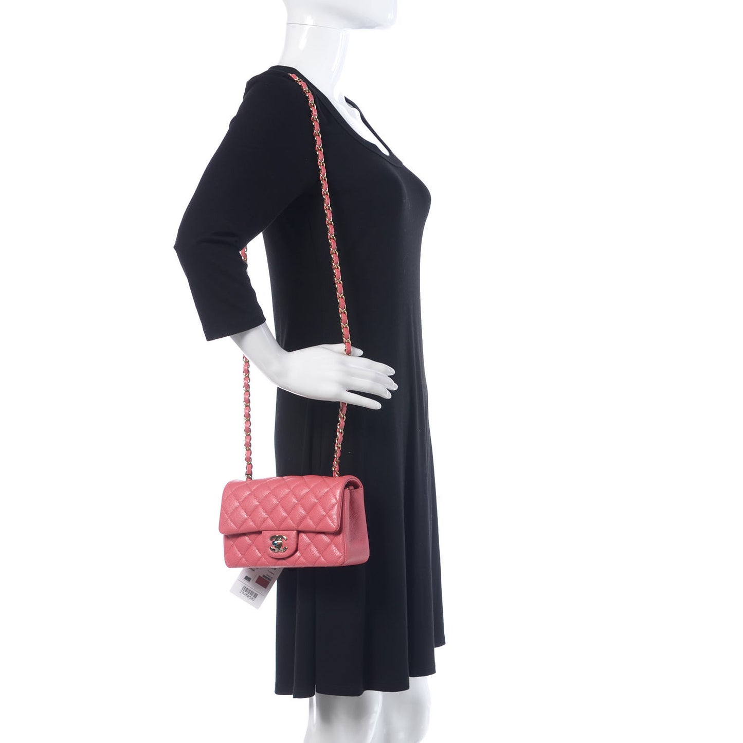Iridescent Caviar Quilted Mini Rectangular Flap Pink