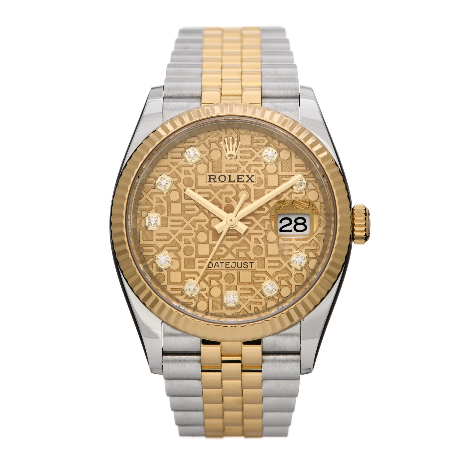 Rolex Stainless Steel 18K Yellow Gold Diamond 36mm Oyster Perpetual Datejust Watch Champagne Jubilee 126233 1 of 5
