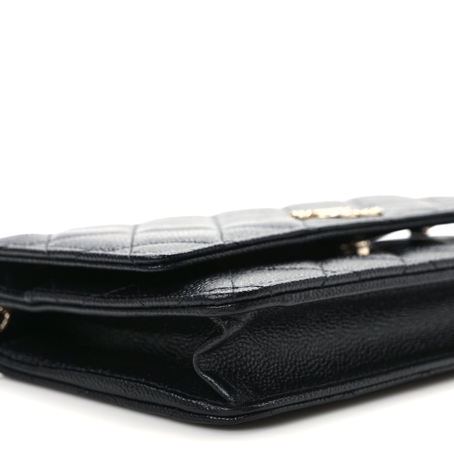 Caviar Quilted Chain CC Wallet On Chain WOC Black