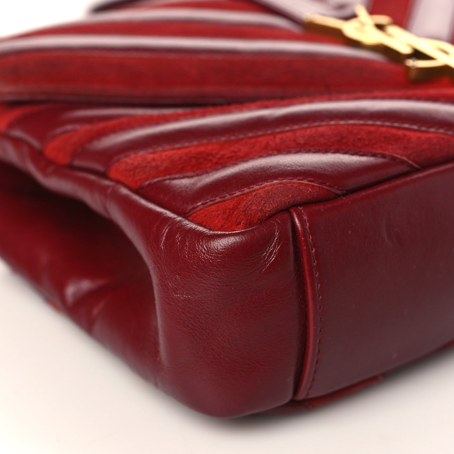 Calfskin Suede Matelasse Chevron Medium Monogram College Bag Burgundy
