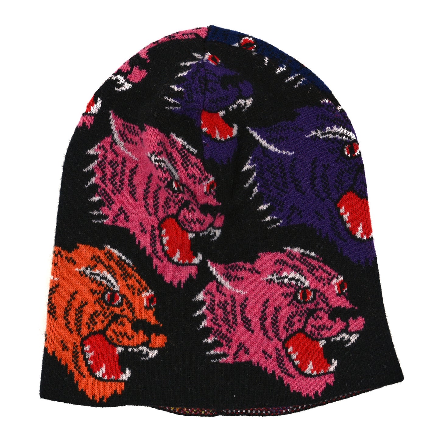Wool Panther Beanie Hat M Black Multicolor