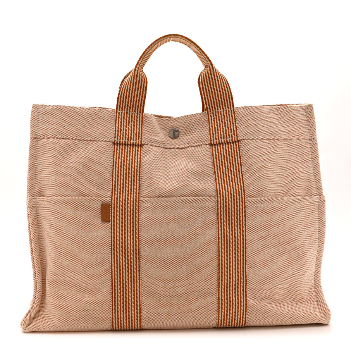 Hermes Canvas Herline MM Tote Orange 1 of 10