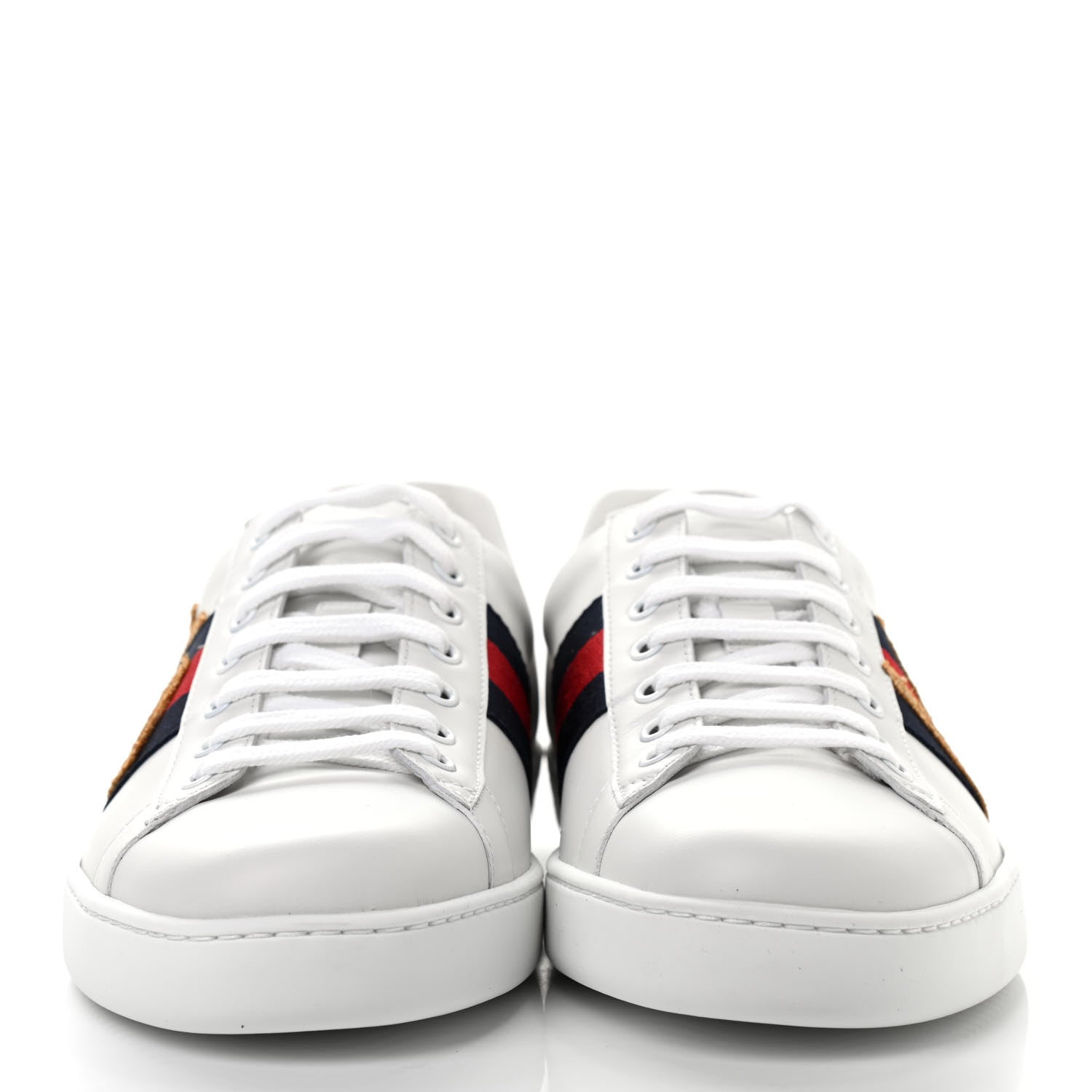 Gucci Calfskin Nappa Web LOVED Embroidered Mens Ace Sneakers 9 White Red Flame Notte 2 of 8