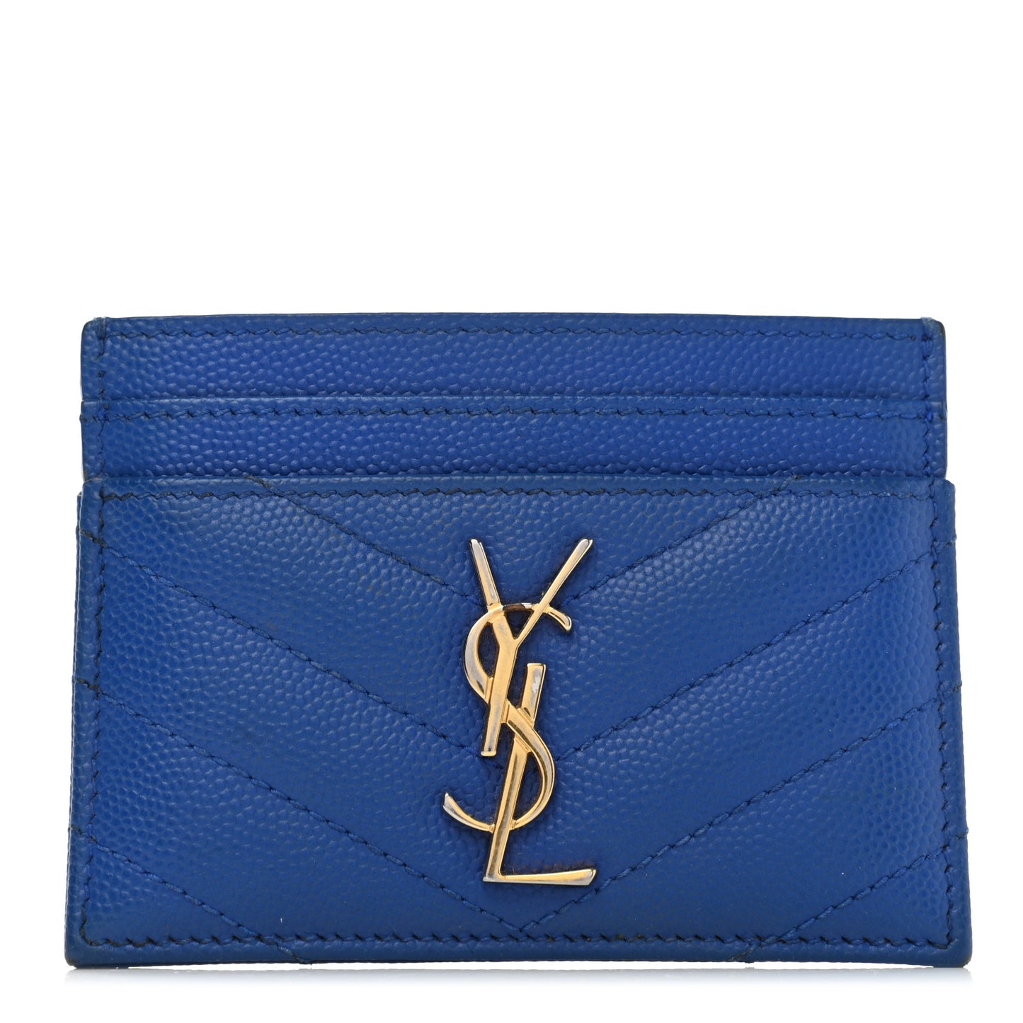 Grain De Poudre Matelasse Monogram Credit Card Case Blue Majorelle