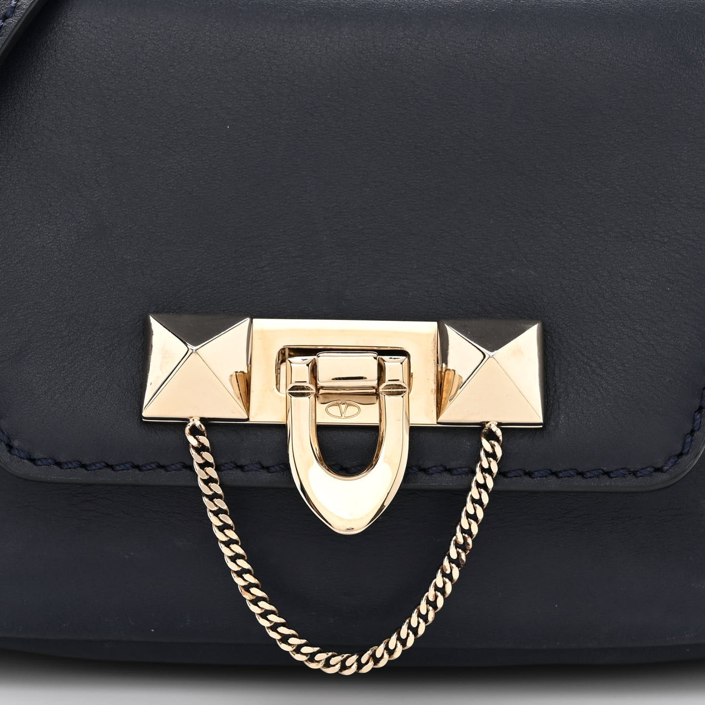 Vitello Small Rockstud Demilune Shoulder Bag Marine