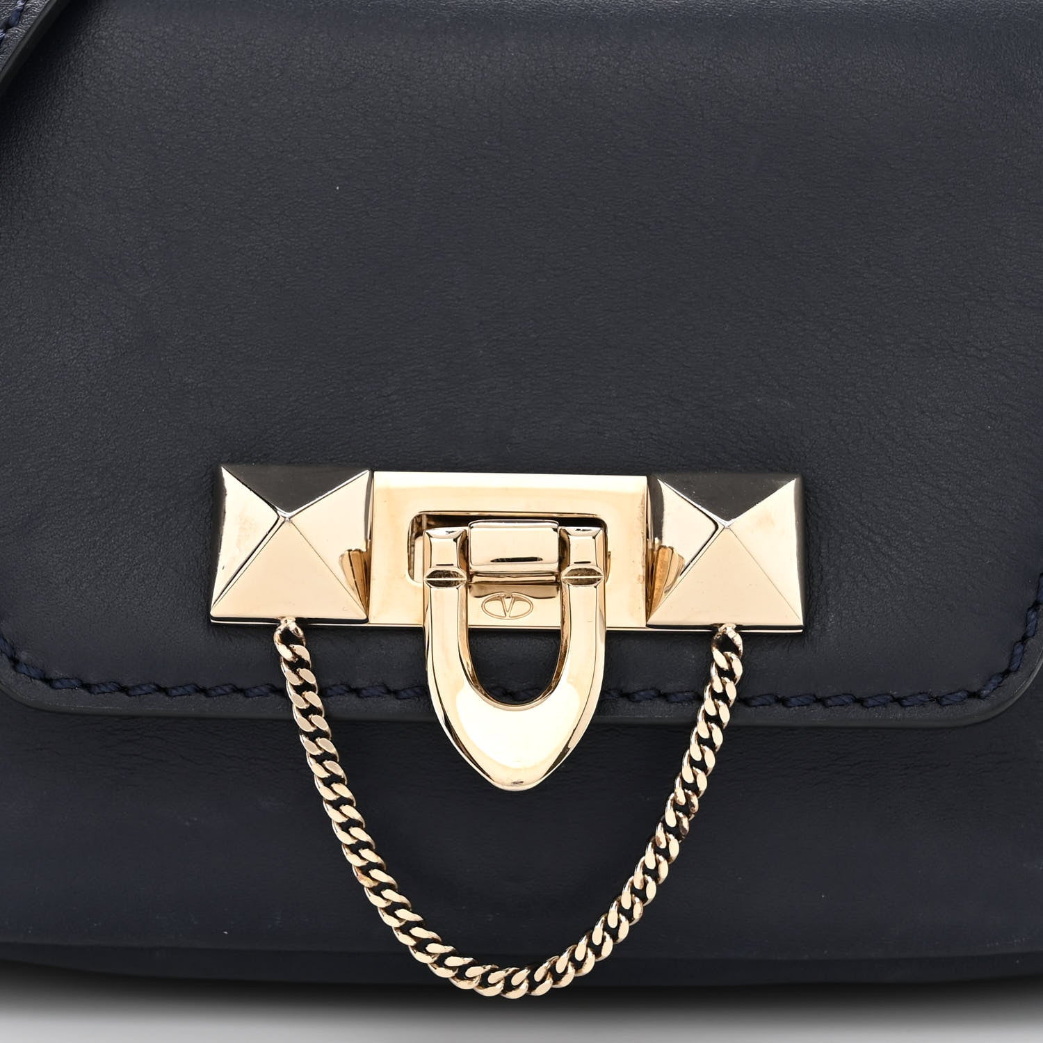 Valentino Garavani Vitello Small Rockstud Demilune Shoulder Bag Marine 8 of 10