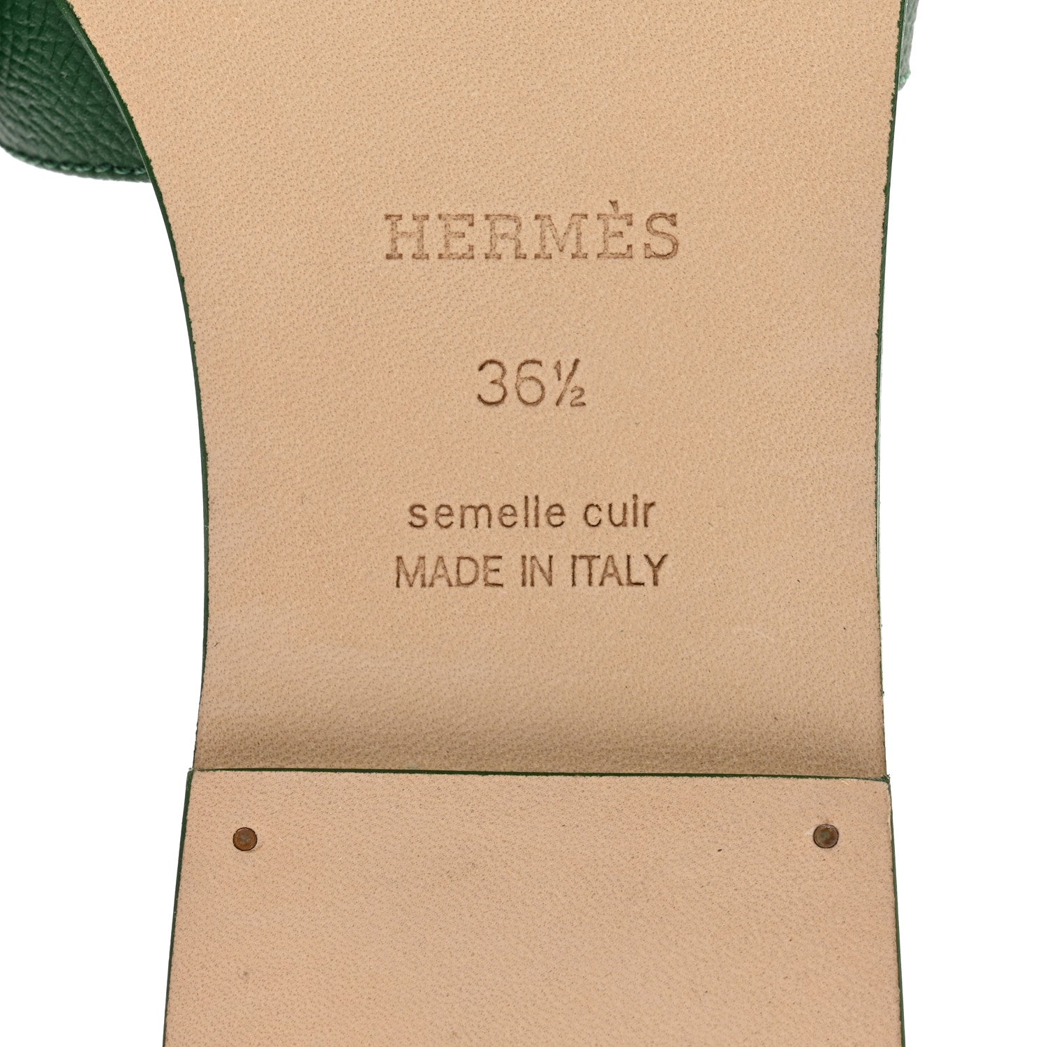 Hermes Epsom Oran Sandals 36.5 Vert Cactus 6 of 9
