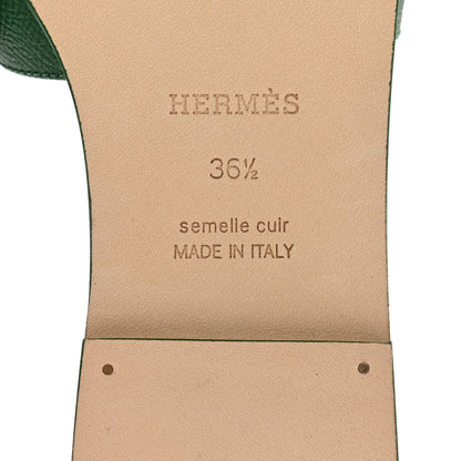 Hermes Epsom Oran Sandals 36.5 Vert Cactus 6 of 9