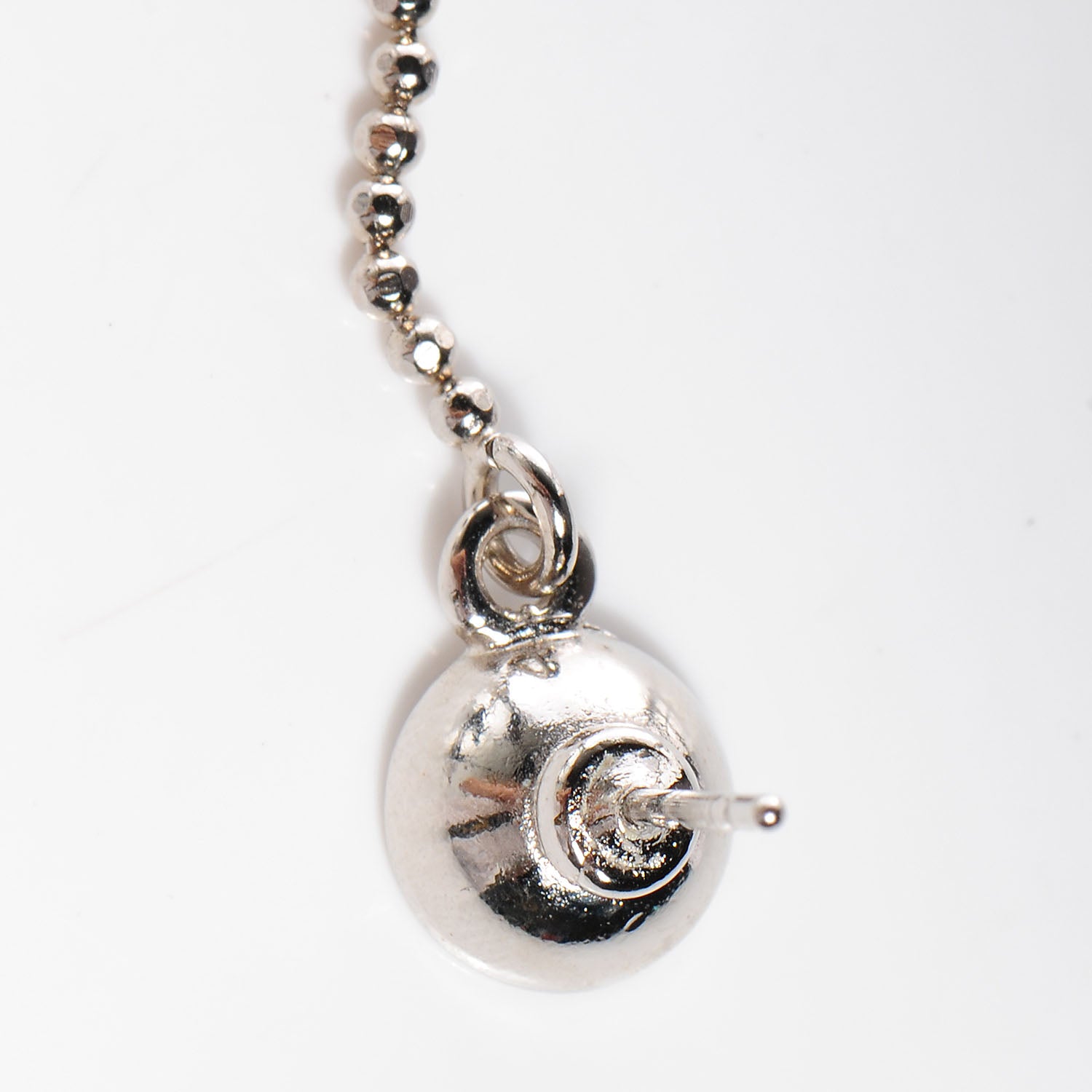 Chanel CC Logo Bead Long Drop Earrings Silver 3 of 5