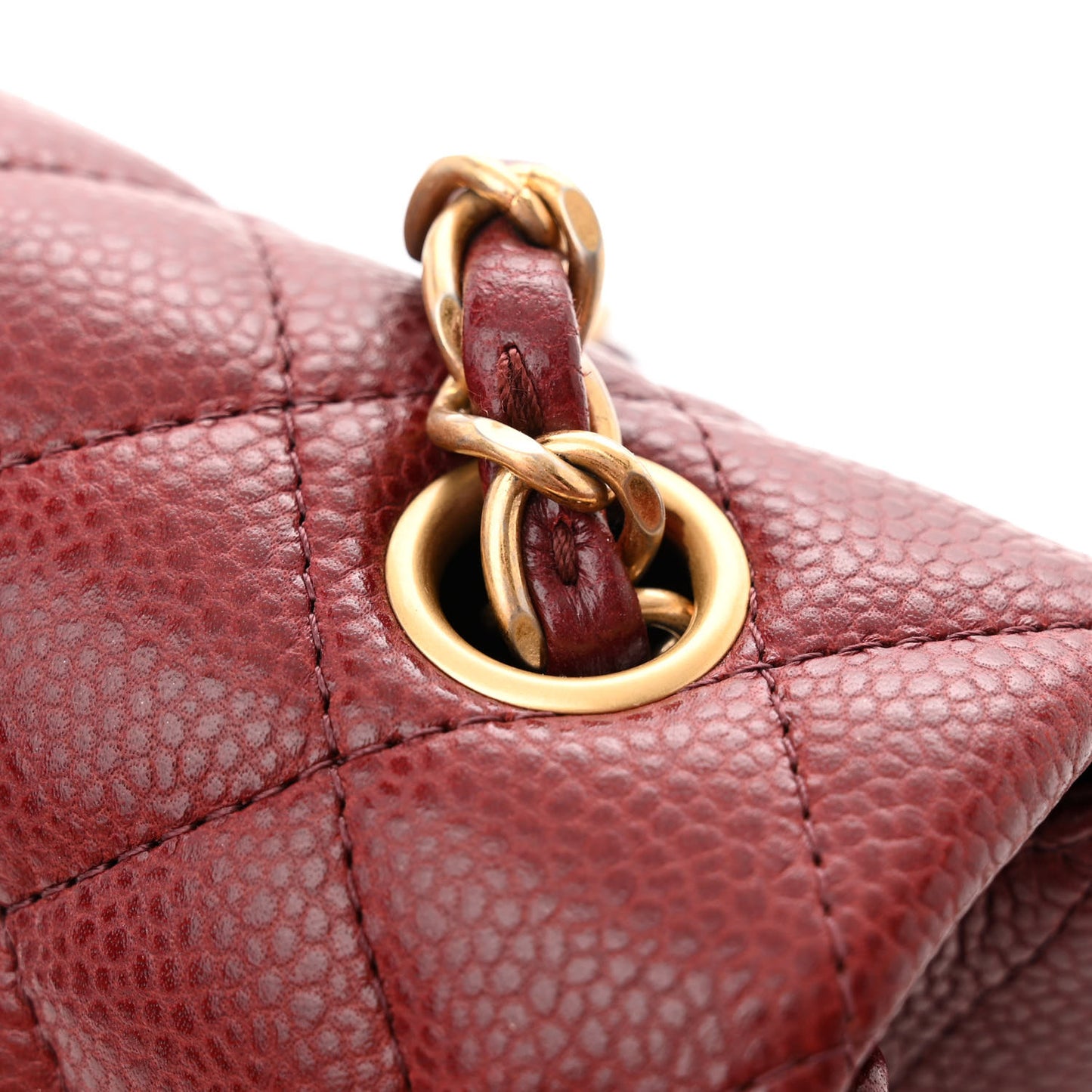 Caviar Quilted Mini Rectangular Flap Dark Red