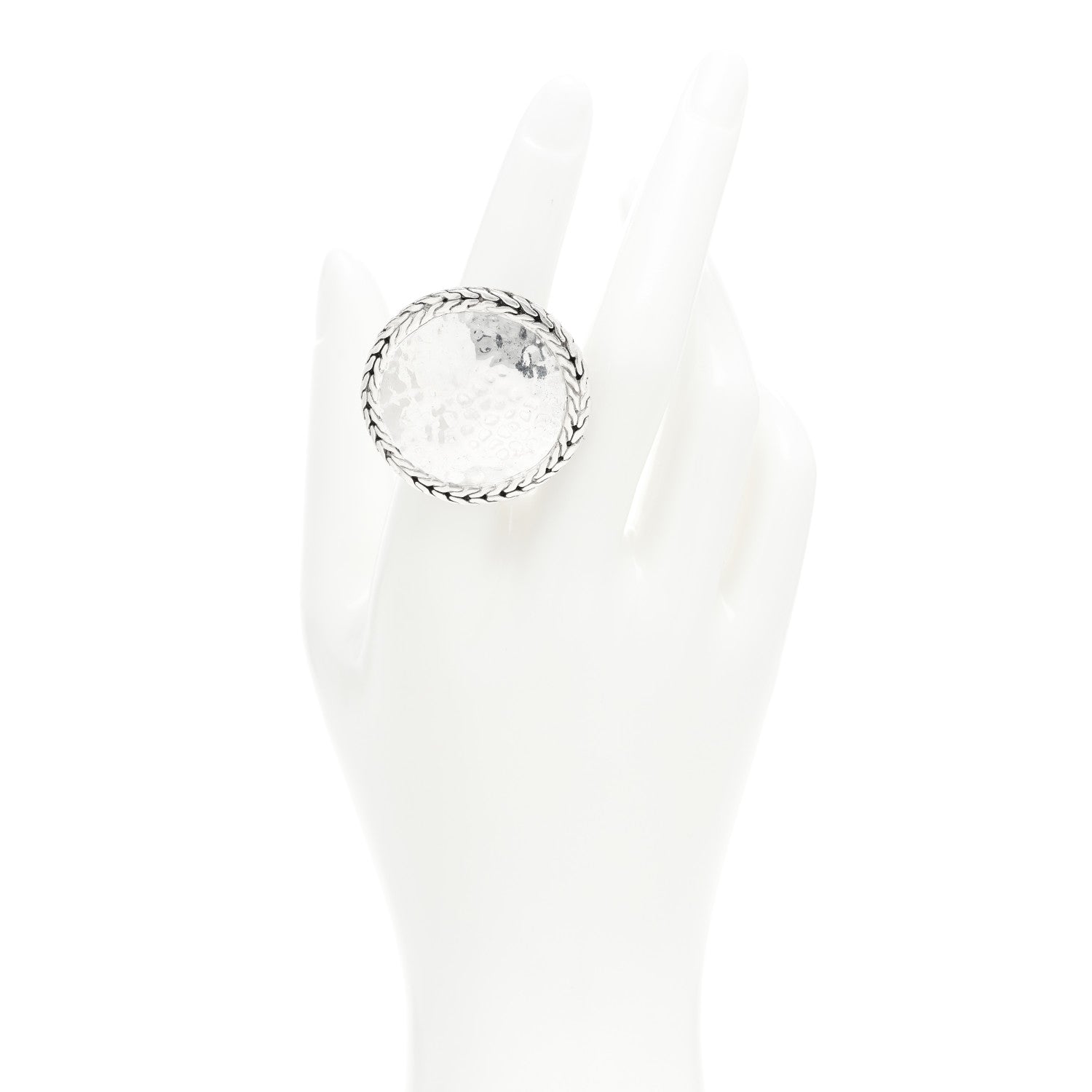 John Hardy Sterling Silver Palu Hammered Dome Ring 53 6.25 2 of 4