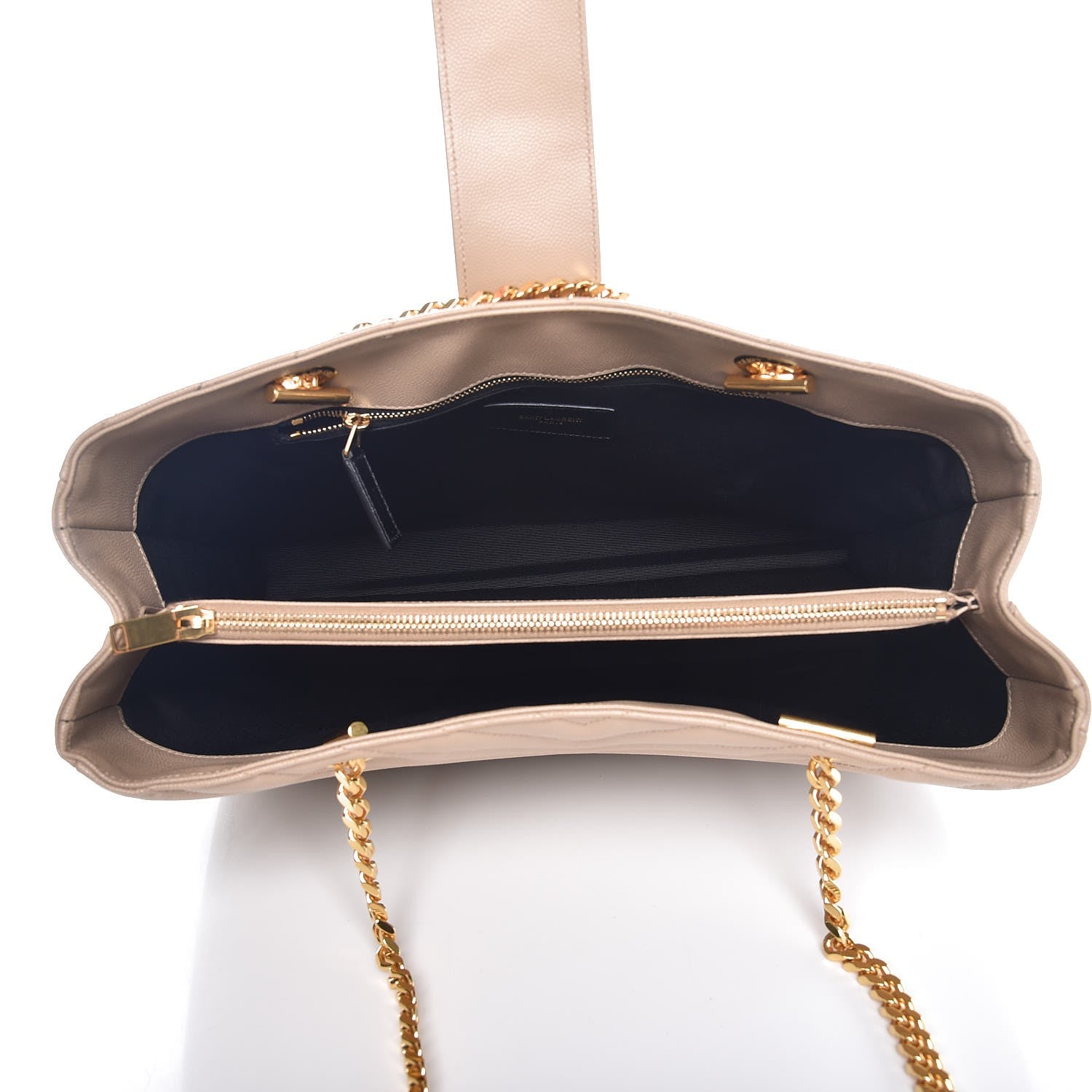 Saint Laurent Grain De Poudre Matelasse Chevron Monogram Shopping Bag Nude Powder 5 of 8
