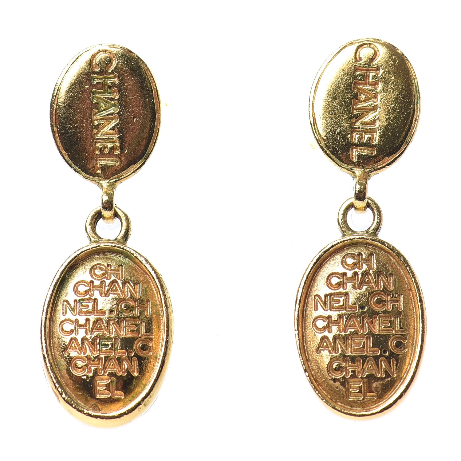 Chanel Metal Drop Earrings Gold 1 of 4