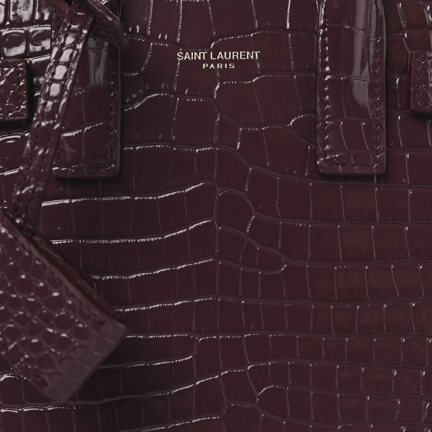 Calfskin Crocodile Embossed Nano Sac De Jour Bordeaux