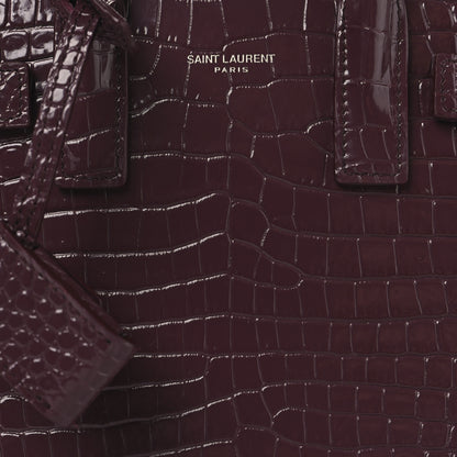 Saint Laurent Calfskin Crocodile Embossed Nano Sac De Jour Bordeaux 8 of 10
