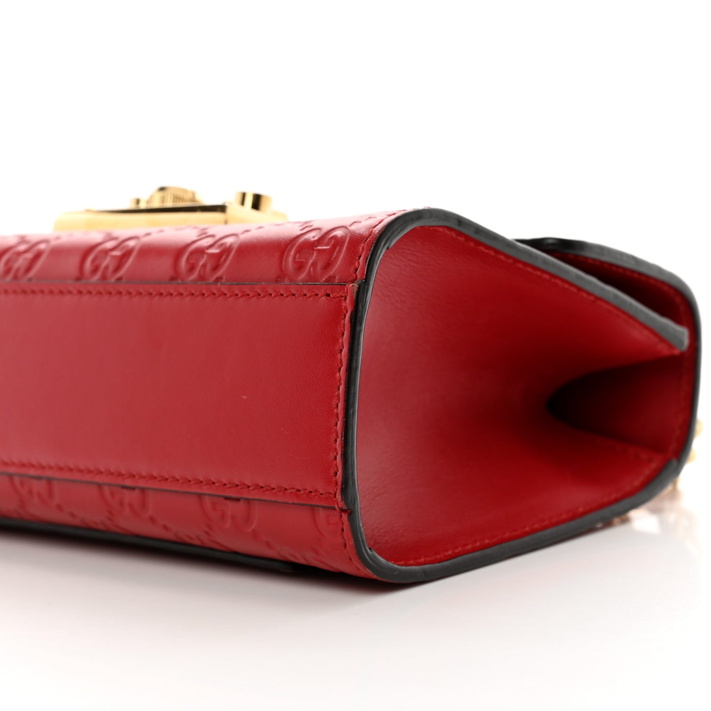 Guccissima Small Padlock Shoulder Bag Hibiscus Red