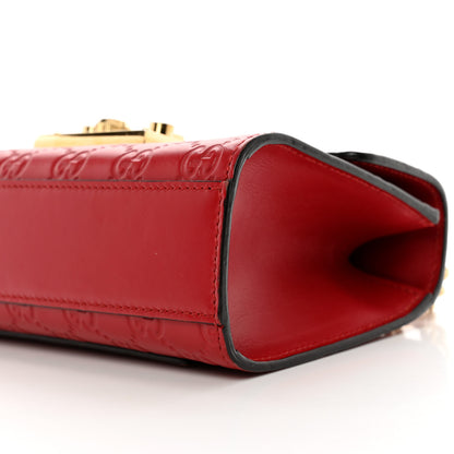 Gucci Guccissima Small Padlock Shoulder Bag Hibiscus Red 9 of 13