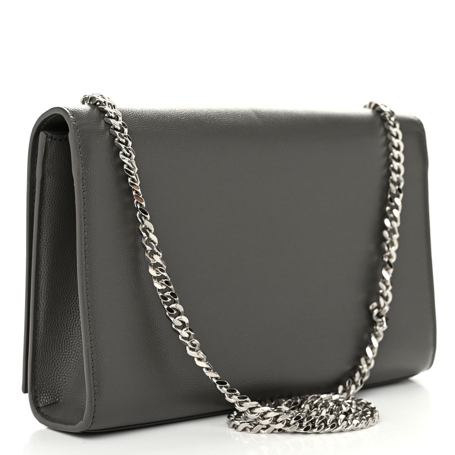 Saint Laurent Grain De Poudre Medium Classic Monogram Kate Satchel Earth Grey 3 of 9