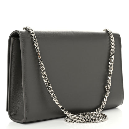 Saint Laurent Grain De Poudre Medium Classic Monogram Kate Satchel Earth Grey 3 of 9