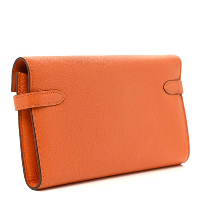 Hermes Chevre Mysore Kelly Longue Wallet Orange 3 of 16