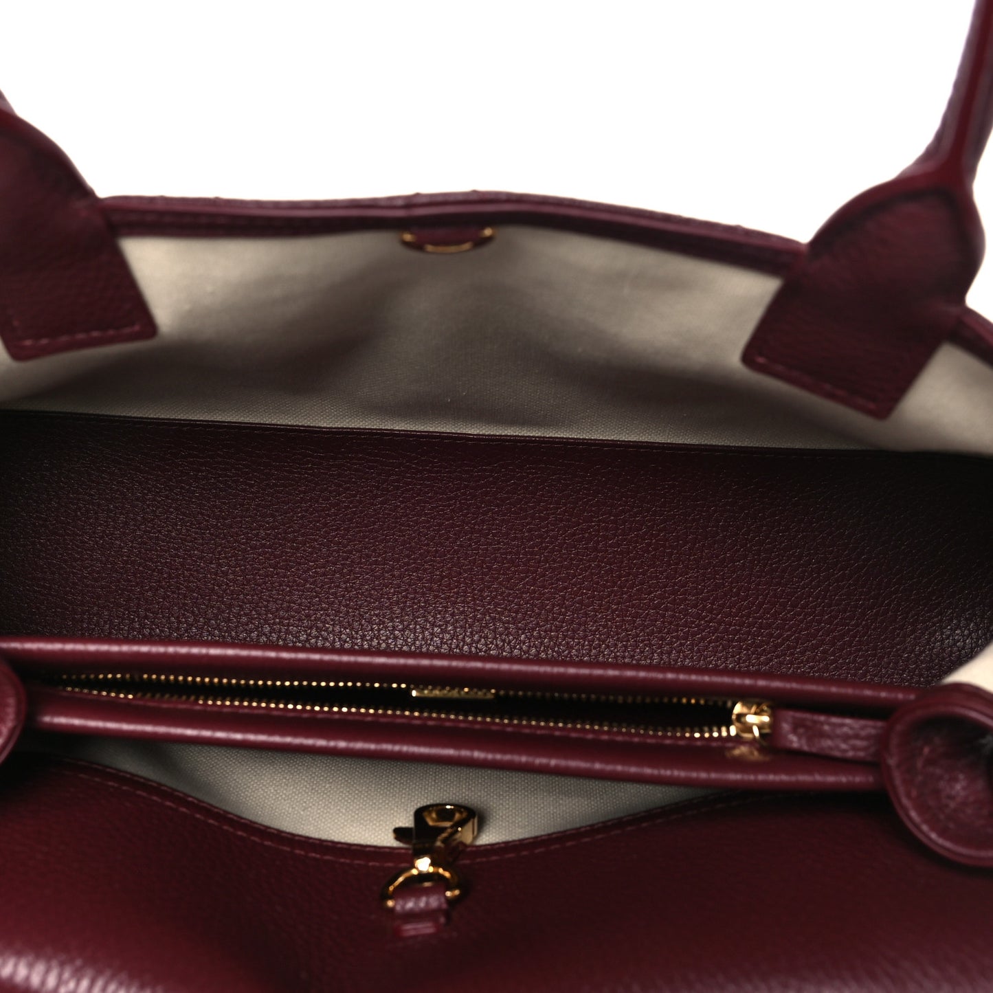 Grained Calfskin Stitched Urban Essentials Small Shopping Bag Burgundy