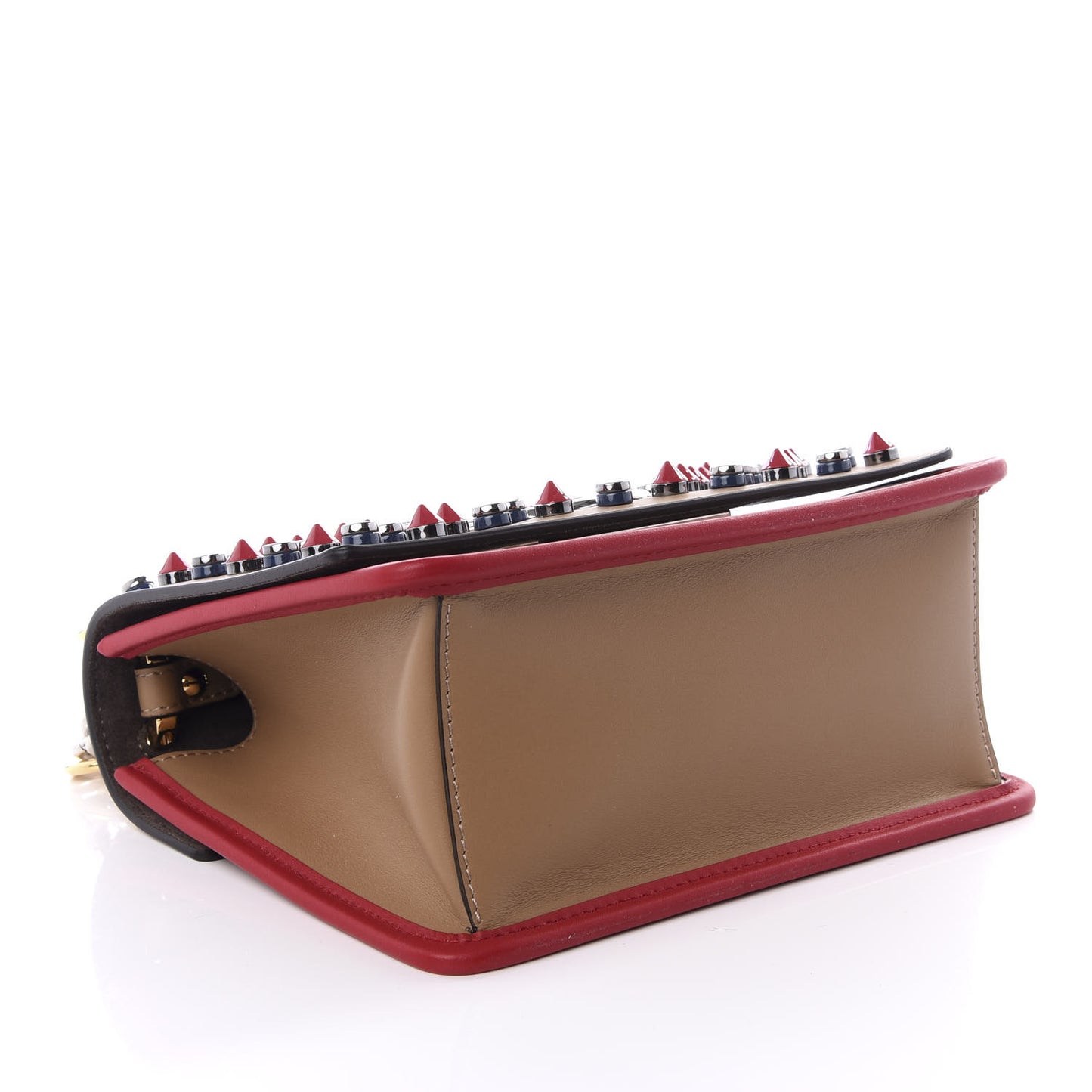 Calfskin F is Fendi Studded Small Kan I Shoulder Bag Tan
