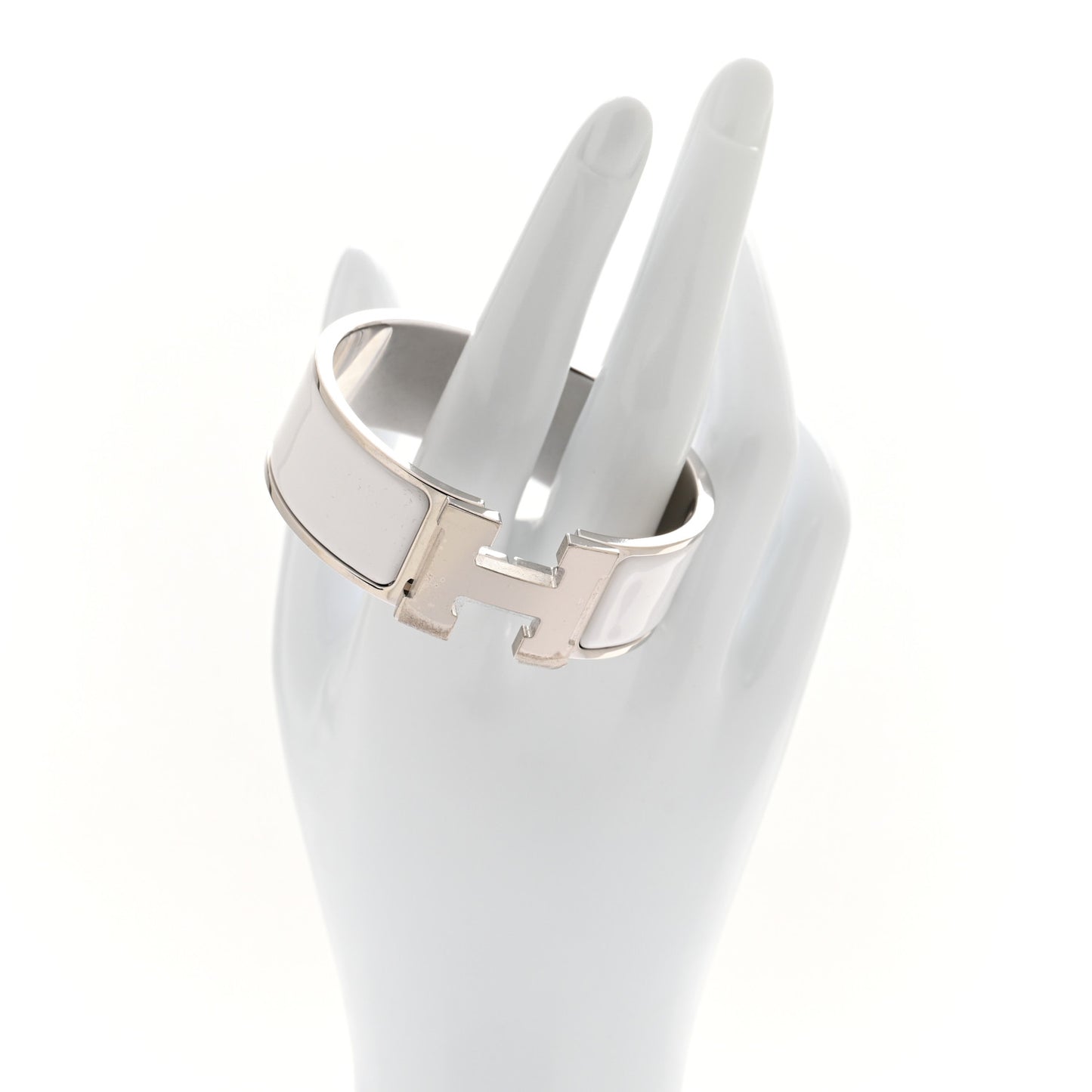 Enamel Wide Clic Clac H Bracelet PM White