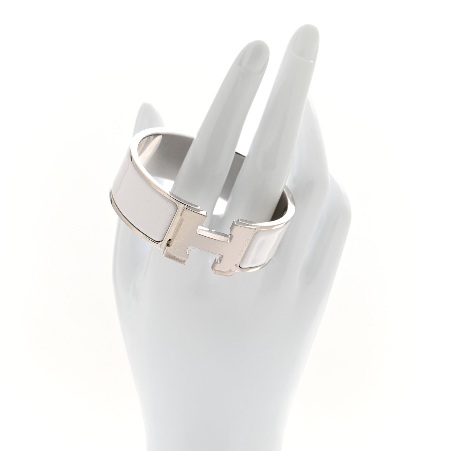 Hermes Enamel Wide Clic Clac H Bracelet PM White 2 of 5