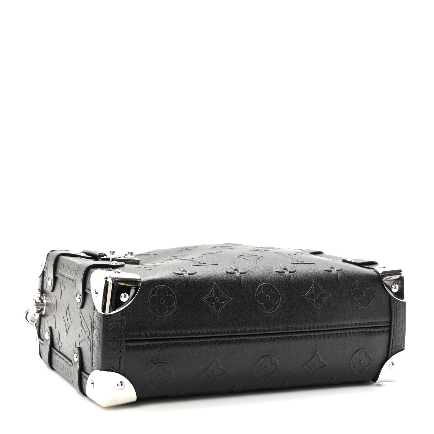 Louis Vuitton Calfskin Debossed Monogram Side Trunk Black 4 of 9