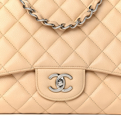 Chanel Caviar Quilted Jumbo Single Flap Beige Clair 8 of 13