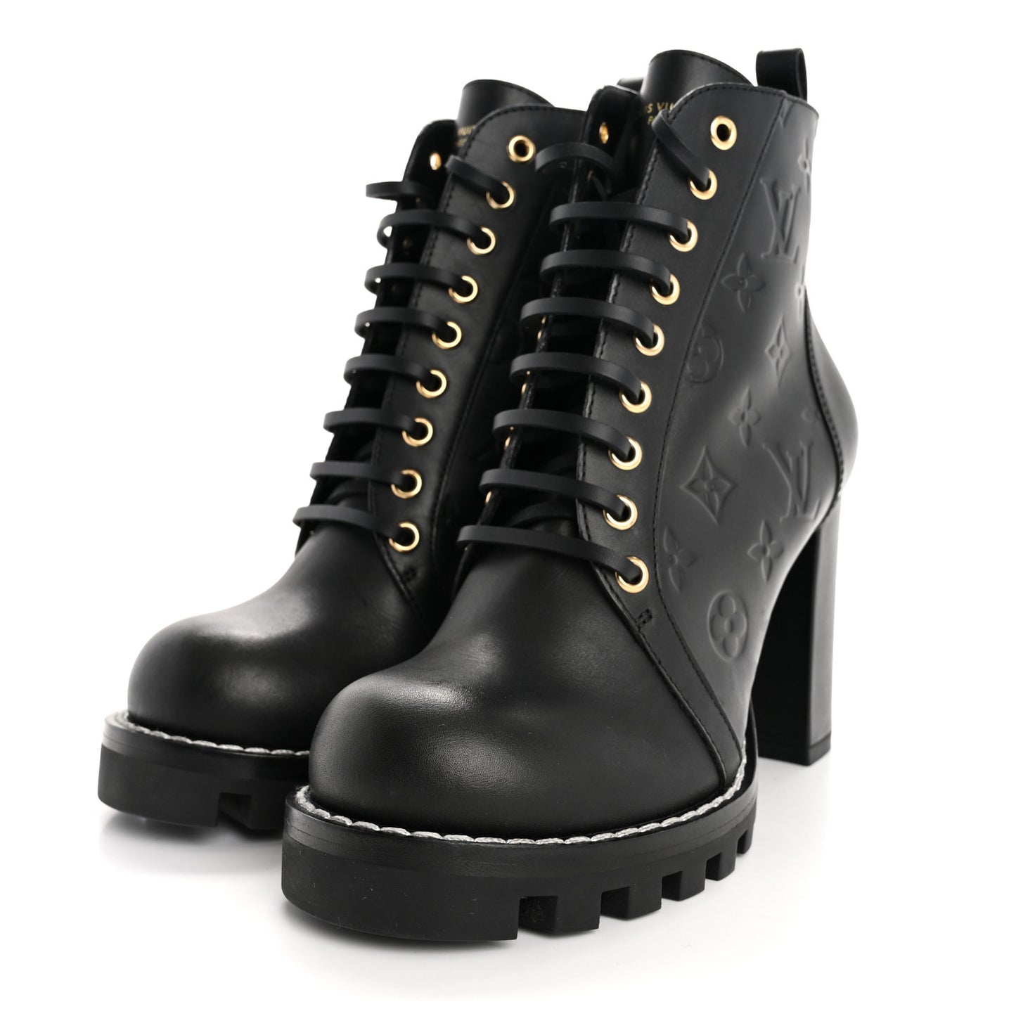 Calfskin Monogram Star Trail Ankle Boots 38.5 Black