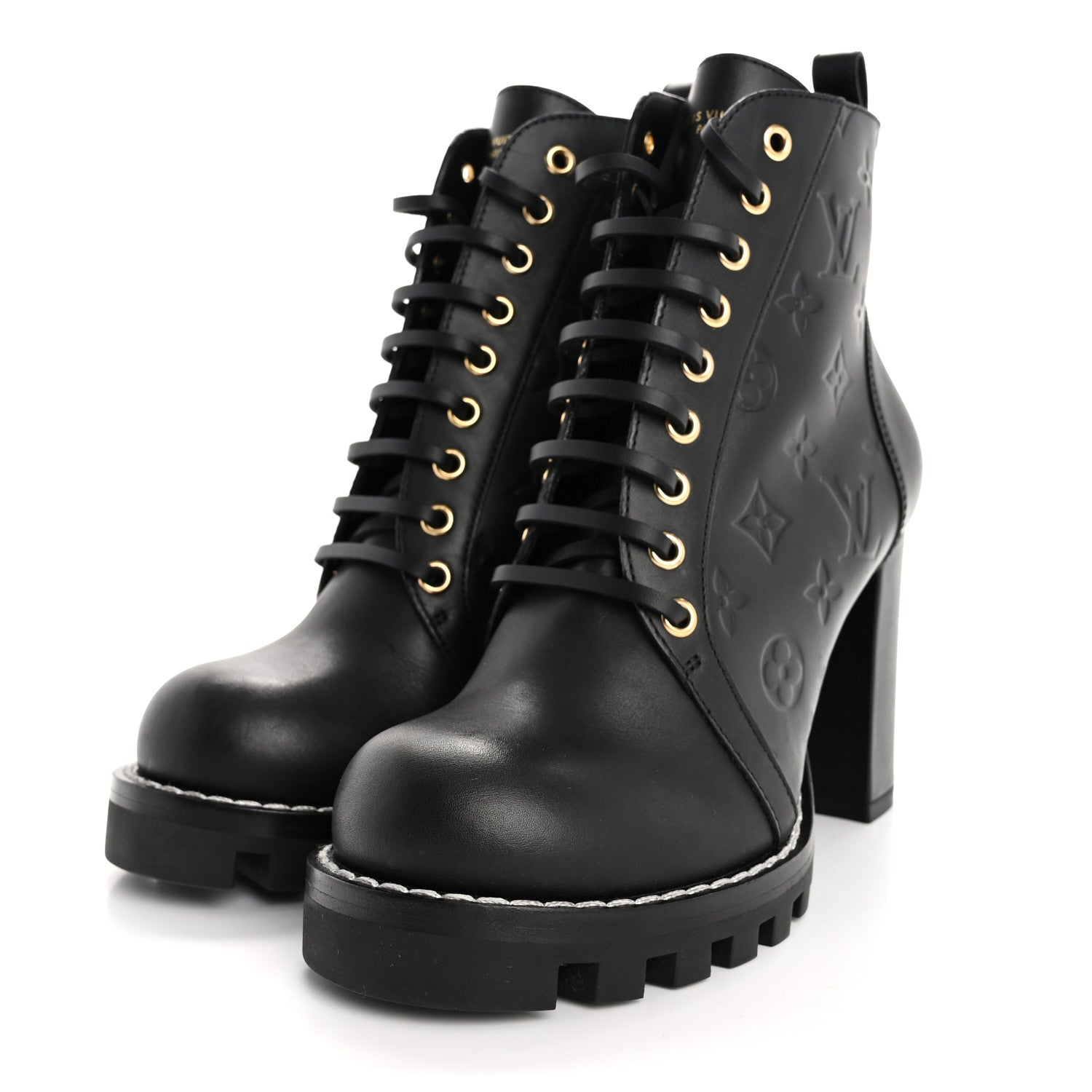 Louis Vuitton Calfskin Monogram Star Trail Ankle Boots 38.5 Black 4 of 11
