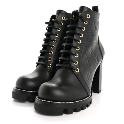Louis Vuitton Calfskin Monogram Star Trail Ankle Boots 38.5 Black 4 of 11