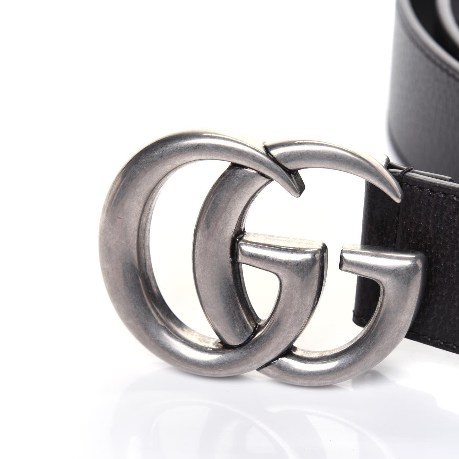 Gucci Textured Dollar Calfskin Nickel Double G 40mm Belt 100 40 Dark Cocoa 5 of 7