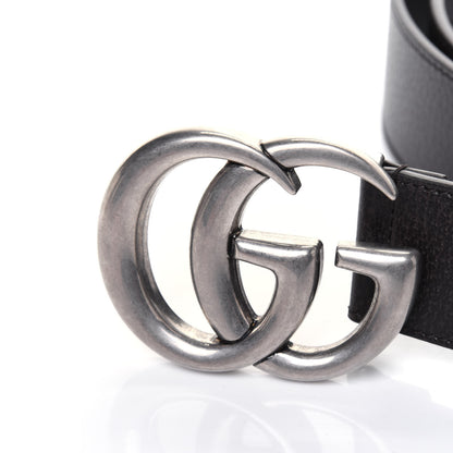 Gucci Textured Dollar Calfskin Nickel Double G 40mm Belt 100 40 Dark Cocoa 5 of 7