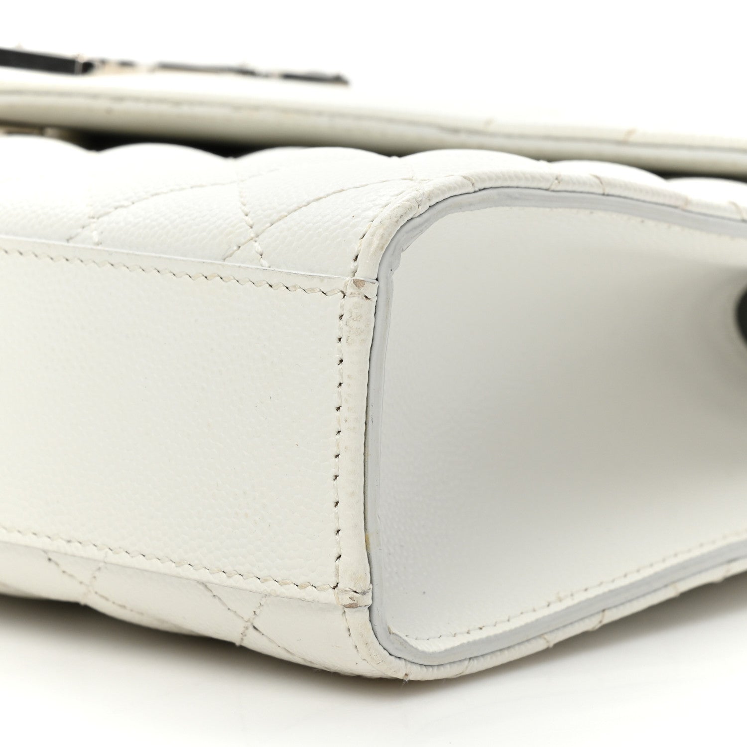 Saint Laurent Grain De Poudre Textured Mixed Matelasse Medium Triquilt Monogram Satchel White 7 of 20