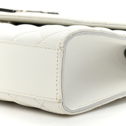 Saint Laurent Grain De Poudre Textured Mixed Matelasse Medium Triquilt Monogram Satchel White 7 of 20