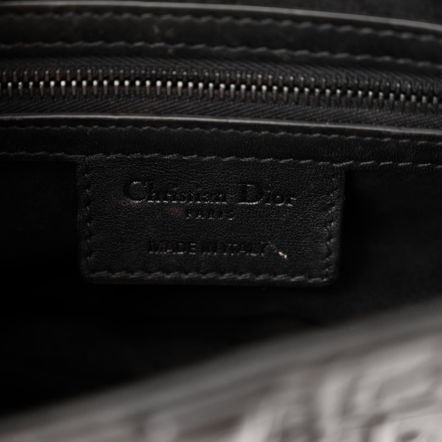 Christian Dior Calfskin Embossed Oblique Saddle Bag Black 6 of 10