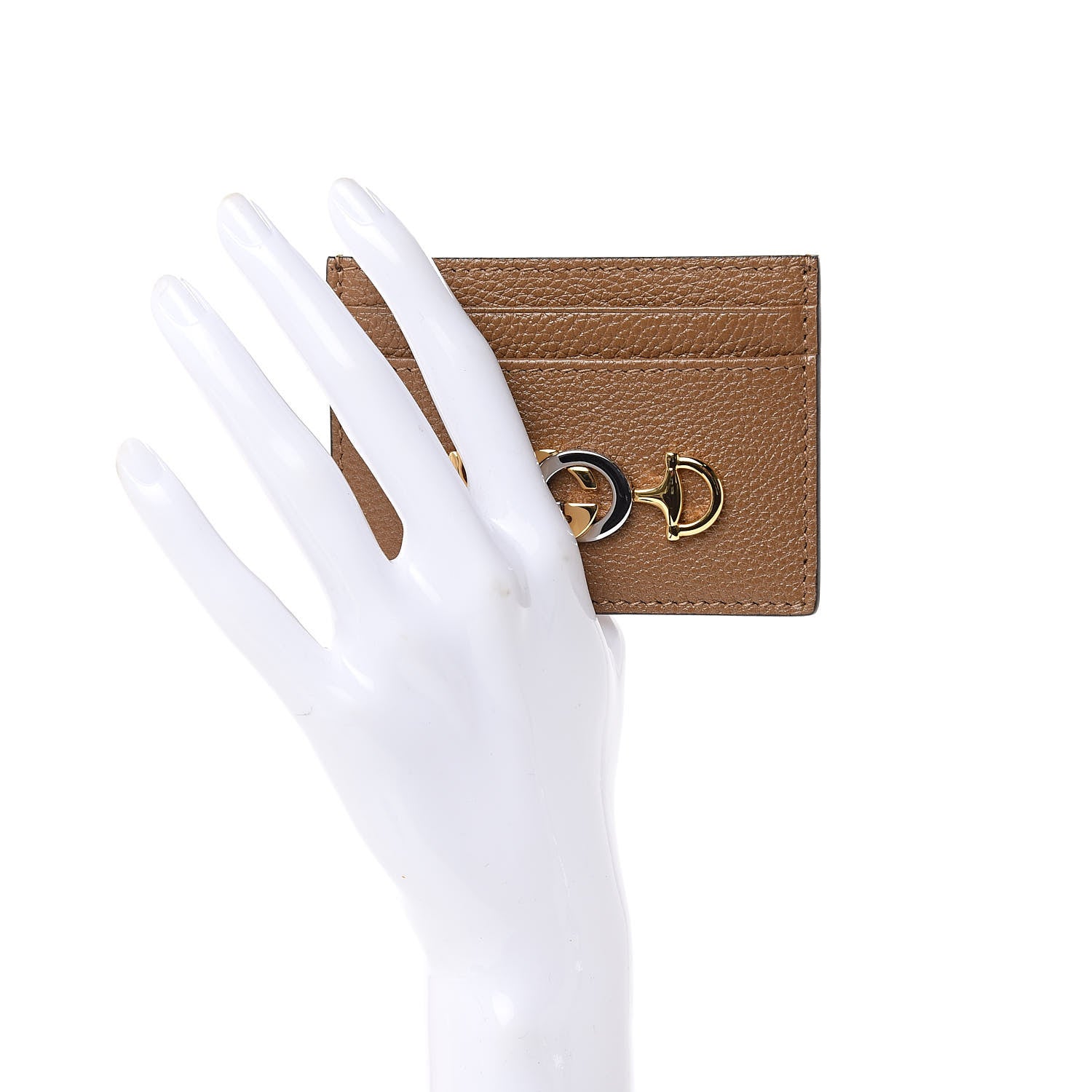 Gucci Grainy Calfskin Zumi Card Holder Friky Taupe 2 of 6