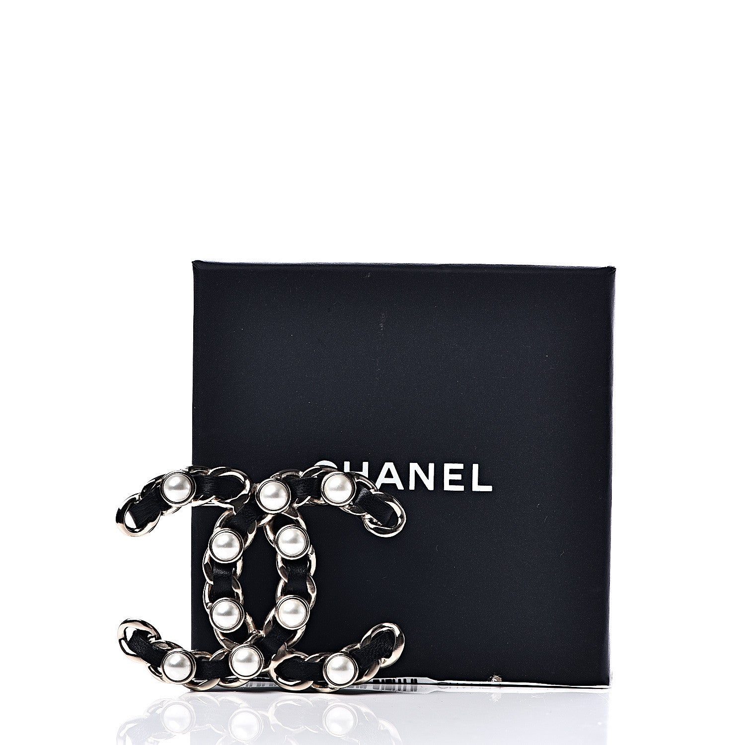 Chanel Lambskin Pearl CC Chain Brooch Black Gold 4 of 4