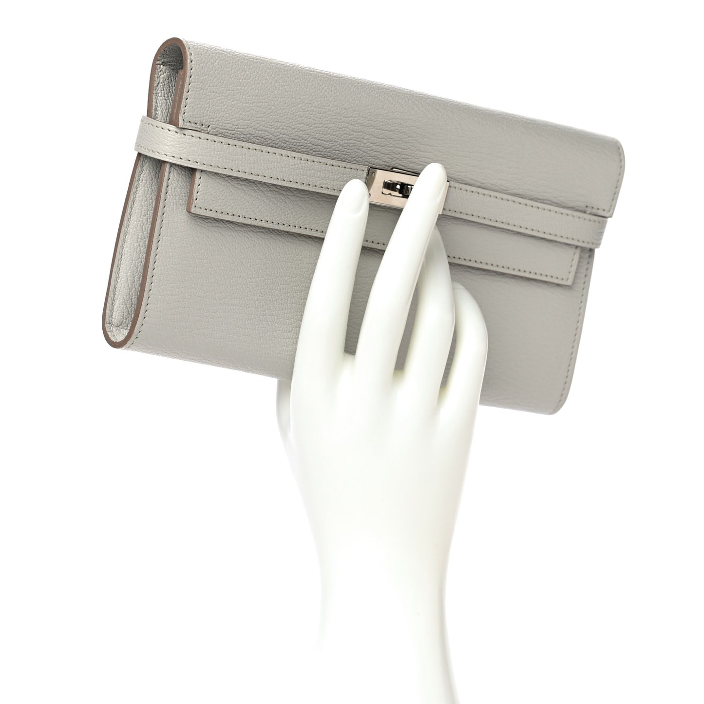 Chevre Mysore Kelly Longue Wallet Gris Perle