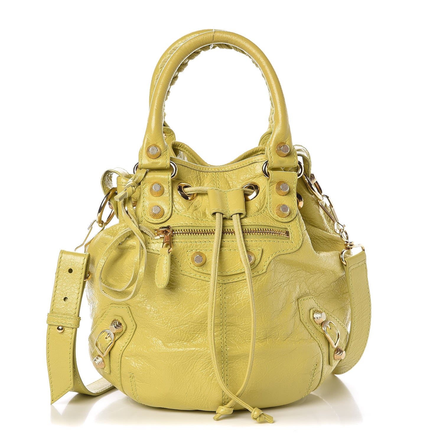 Balenciaga Agneau Giant 12 Gold Hardware Mini Pompon Jaune Poussin 1 of 9